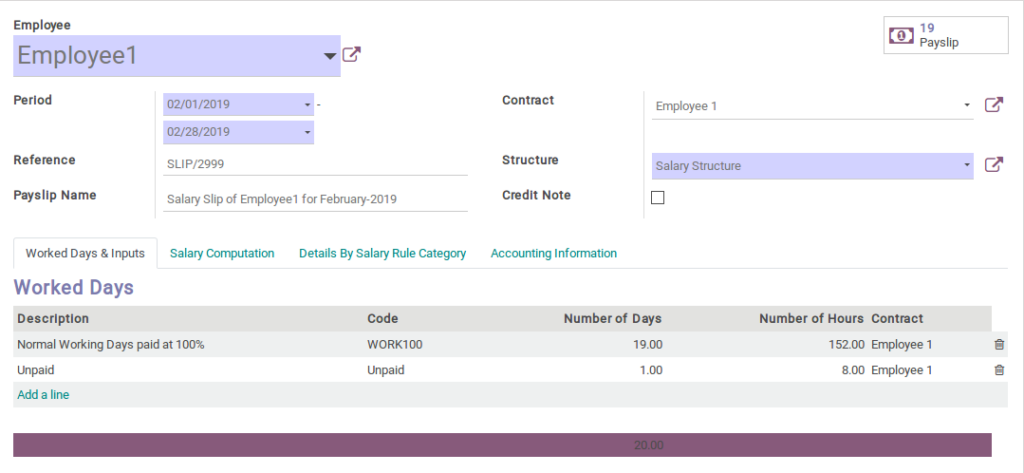 Indian HR Payroll Features in Odoo ERP Indian HRPayroll Payslip img1