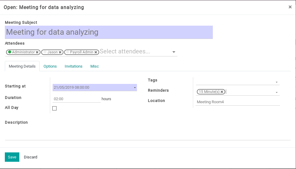 Odoo Calendar module2