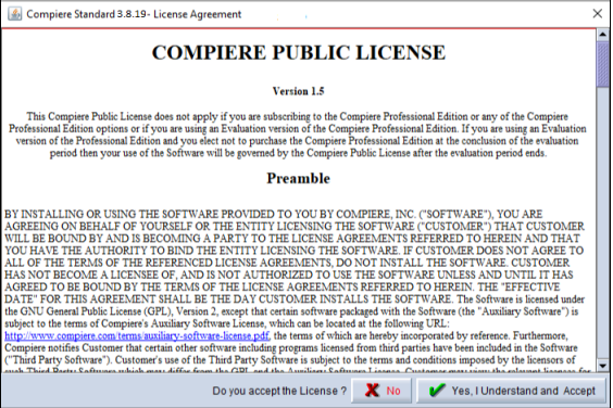 How to install Compiere ERP 3.8.19 Version Compiere-Public-License