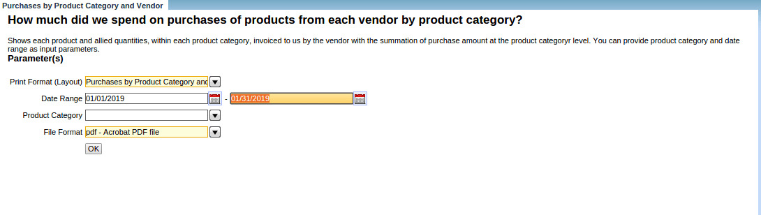 TenthPlanet_Compiere_garden_world_Procurement_Reports_Vendor_Invoice_Purchases_By_Product_Category_and_Vendor 2