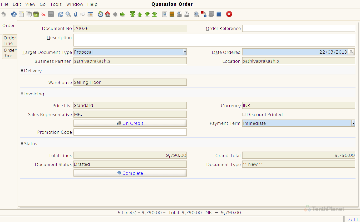 TenthPlanet_Compiere_Solutions_Retail_POS_Order_Types