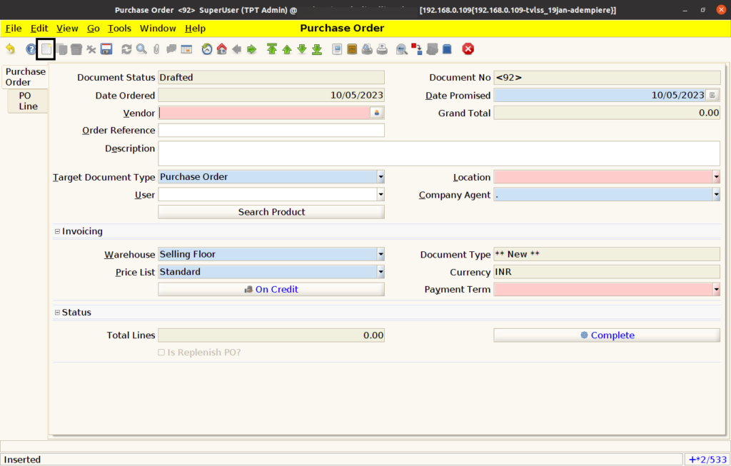 How to Create Purchase Order in ADempiere Retail TenthPlanet ADempiere Purchase PurchaseOrder 1