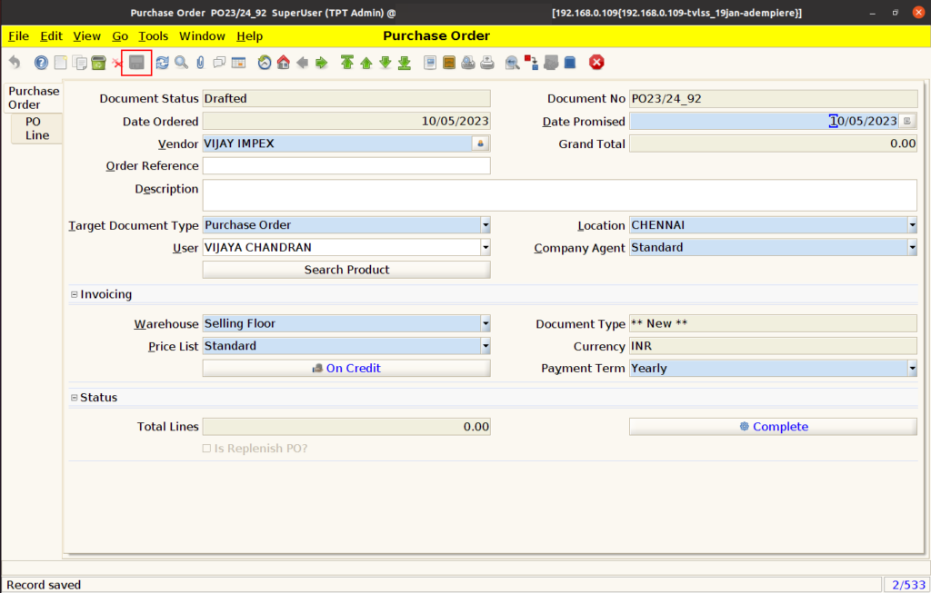 How to Create Purchase Order in ADempiere Retail TenthPlanet ADempiere Purchase PurchaseOrder 4