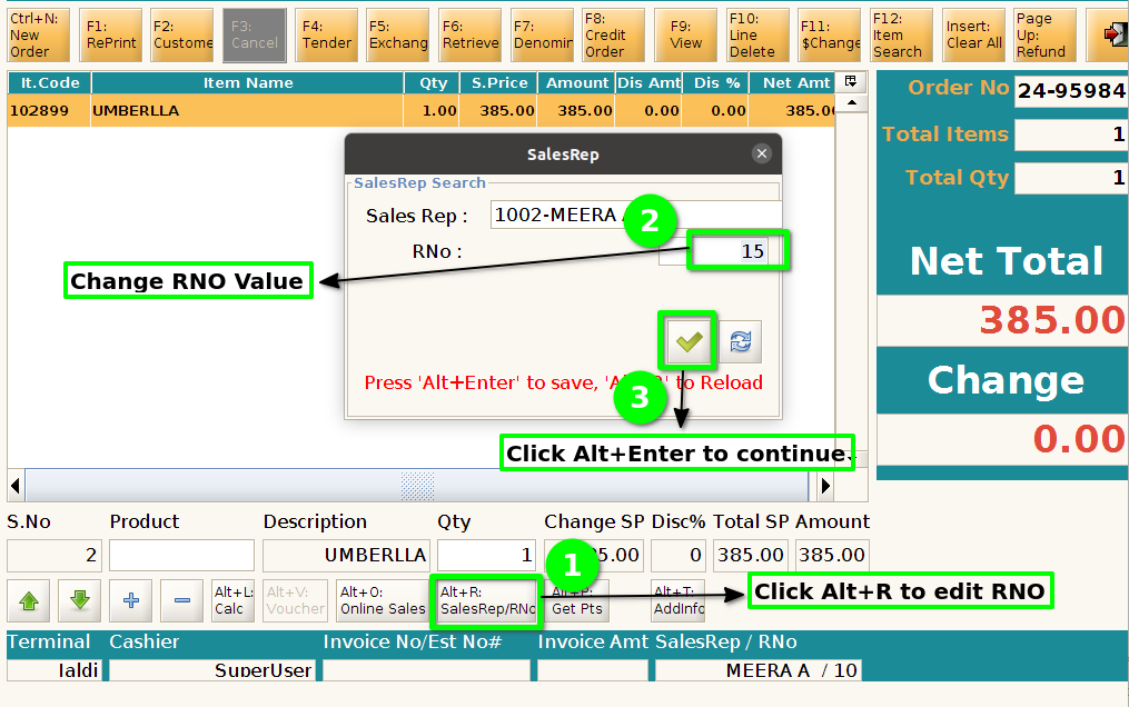 How to capture RNo for a Line Item in ADempiere Retail POS? TenthPlanet ADempiere POS ChangeRNo 5