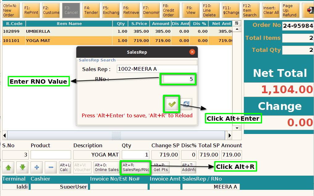 How to capture RNo for a Line Item in ADempiere Retail POS? TenthPlanet ADempiere POS ChangeRNo 6