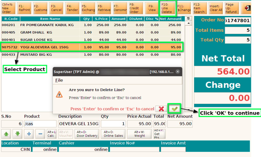 How to Delete a Line Item in ADempiere Retail POS? TenthPlanet ADempiere POS DeleteLineItems 2