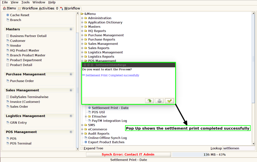 How to print a POS Settlement for a specific Date in ADempiere Retail? TenthPlanet ADempiere POS POSSettlement 3