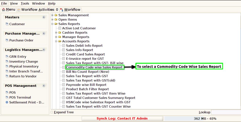 How to view Commodity Code Wise Sales Report in Adempiere Retail Tenthplanet-ADempiere-Commodity Code Wise Sales Report