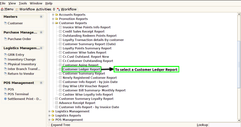 How to view Customer Ledger Report in Adempiere Retail Tenthplanet-ADempiere-Report-Customer Ledger Report