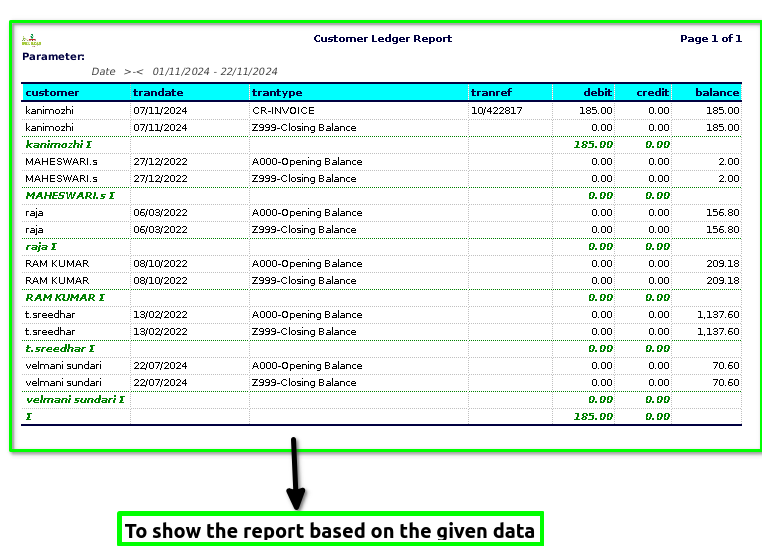 How to view Customer Ledger Report in Adempiere Retail Tenthplanet-ADempiere-Report-Customer Ledger Report-2