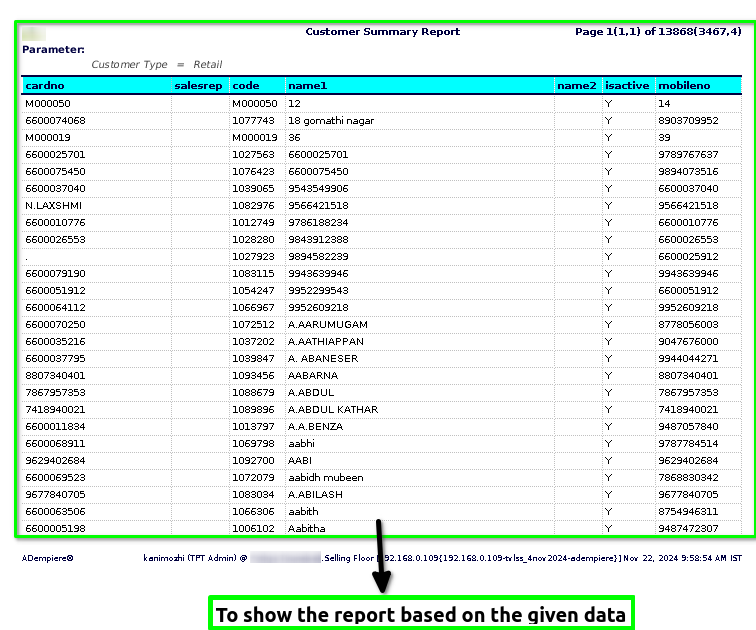 TenthPlanet ADempiere Customer Summary Report2 1