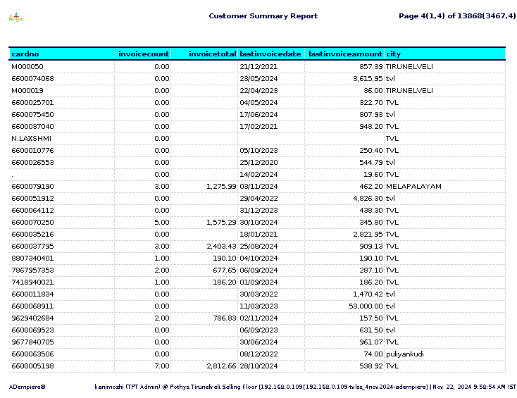 Tenthplanet-ADempiere-Customer Summary Report -5