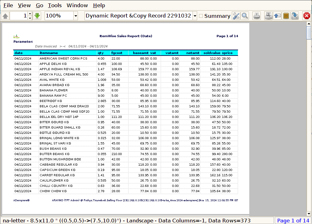 How to view Item Wise Sales Report Date-Wise in Adempiere Retail TenthPlanet-ADempiere-Item-Wise-Sales-Report-Date-2