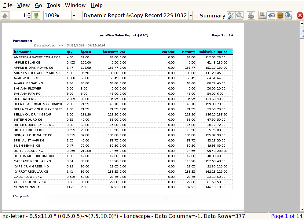 How to view Item Wise Sales Report Tax-Wise in Adempiere Retail TenthPlanet-ADempiere-Item-Wise-Sales-ReportVat-Wise-2
