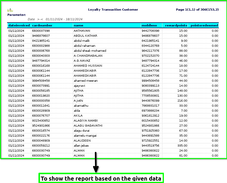 How to view Loyalty Transaction Details by Customer Report in Adempiere Retail Tenthplanet-ADempiere-Loyalty Transaction Details by Customer Report-2