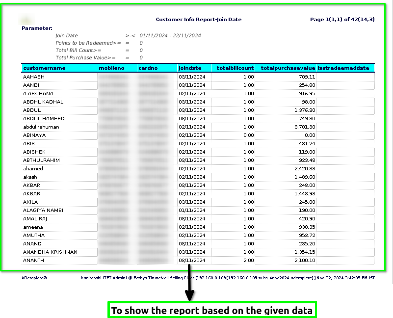 How to view Customer Info Report by Join Date in Adempiere Retail TenthPlanet-ADempiere-POS-CustomerInfoReportByJoinDate-3