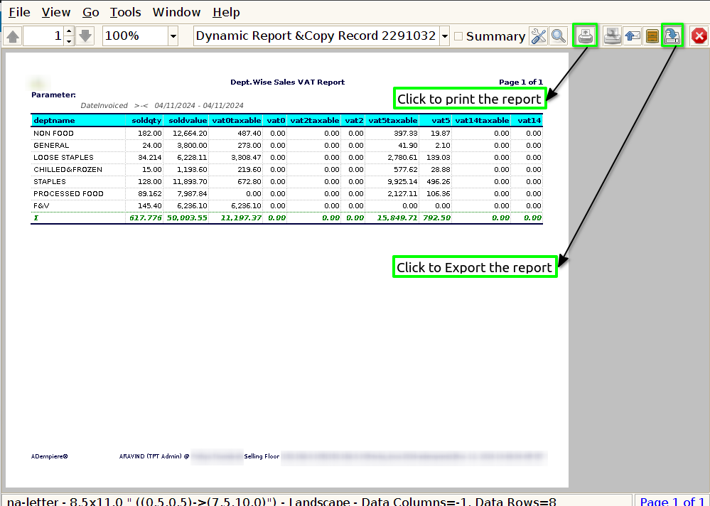 How to view Dept Wise Sales VAT Report in Adempiere Retail TenthPlanet-ADempiere-POS-DeptWiseSalesVATReport-3
