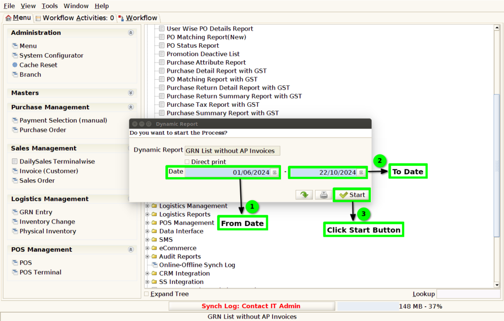 How to view GRN List without AP Invoices Report in Adempiere Retail TenthPlanet-ADempiere-POS-GRNListWitnoutAPInvoices-3
