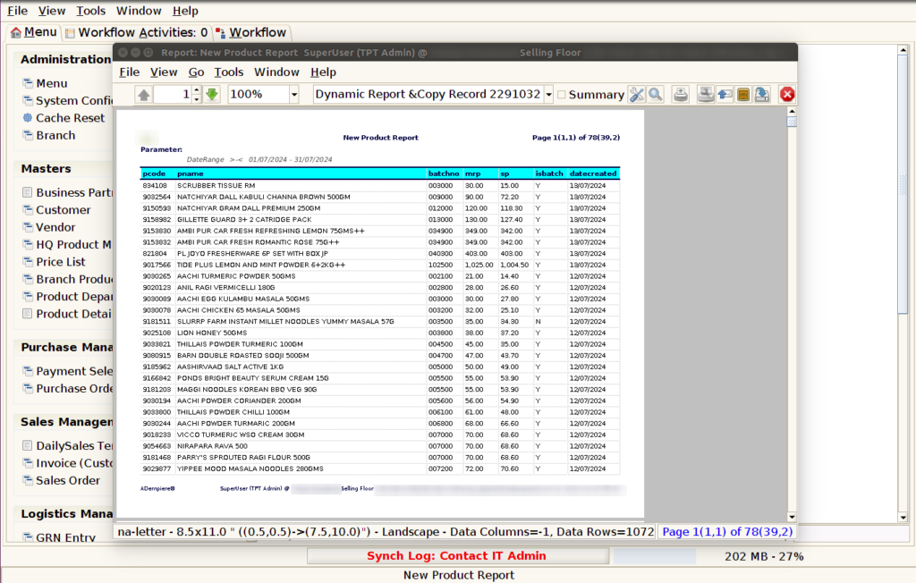 How to view New Product Report in Adempiere Retail TenthPlanet-ADempiere-POS-NewProductReport-4