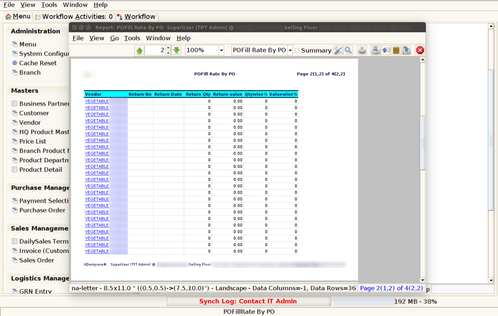 How to view PO Fill Rate Report by PO in Adempiere Retail TenthPlanet-ADempiere-POS-POFillRateByPO-5