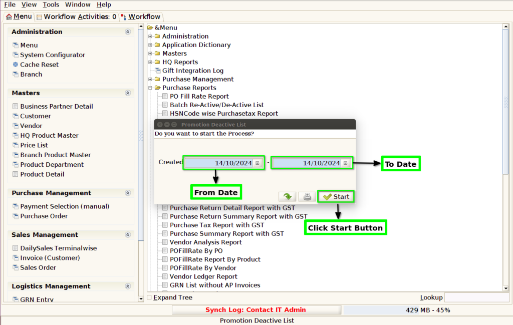 How to view Promotion Deactive List Report in Adempiere Retail TenthPlanet-ADempiere-POS-PromotionDeactivateList-3