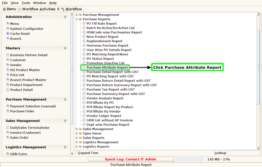 How to view Purchase Attribute Report in Adempiere Retail TenthPlanet-ADempiere-POS-PurchaseAttributeReport-2
