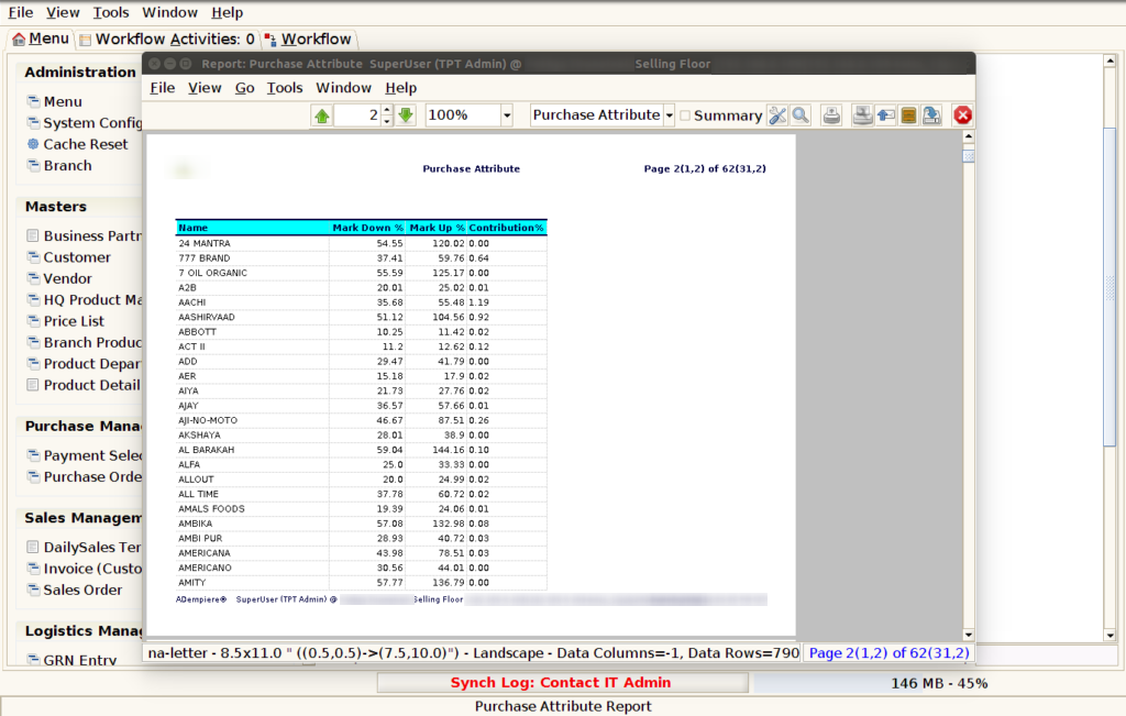 How to view Purchase Attribute Report in Adempiere Retail TenthPlanet-ADempiere-POS-PurchaseAttributeReport-5