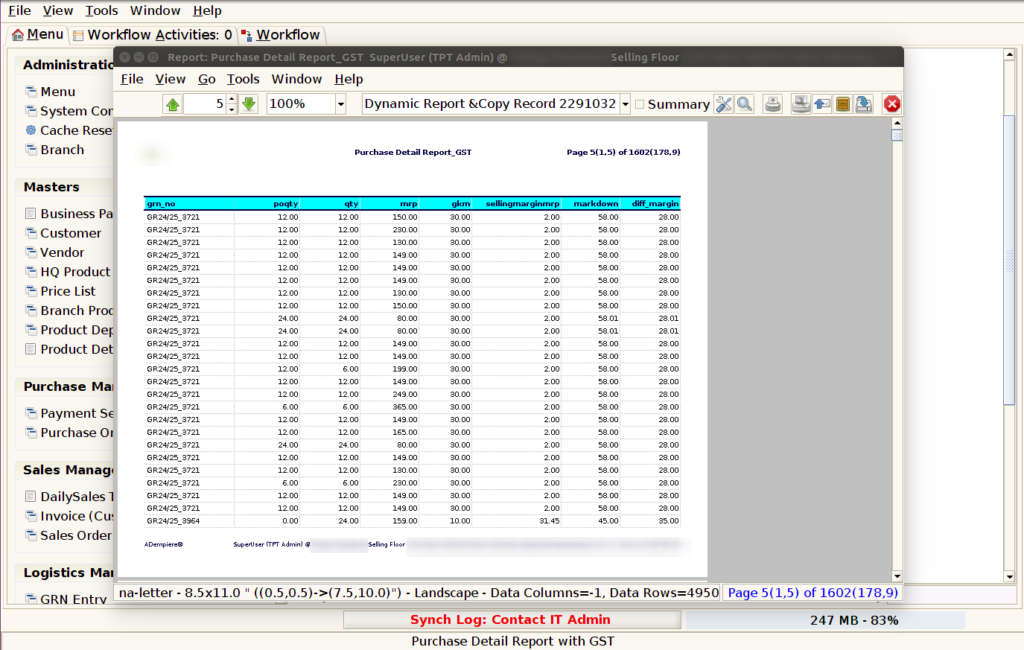 How to view Purchase Detail Report with GST in Adempiere Retail TenthPlanet-ADempiere-POS-PurchaseDetailReportWithGST-8