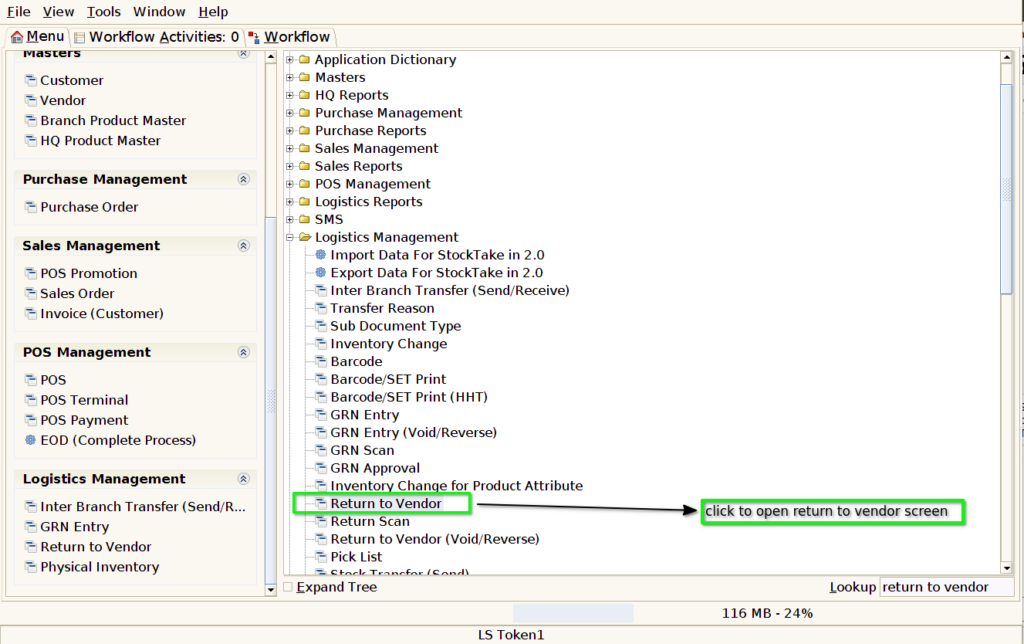 How to create Return to Vendor transactions Adempiere Retail TenthPlanet-ADempiere-POS-ReturnToVendor-1