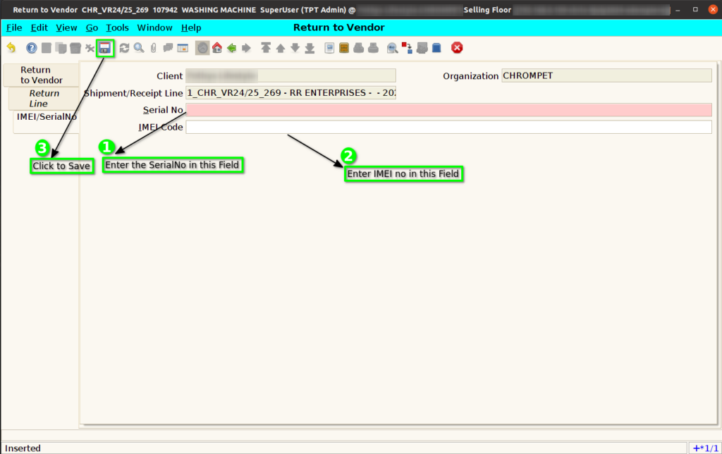 How to create Return to Vendor transactions Adempiere Retail TenthPlanet-ADempiere-POS-ReturnToVendor-13