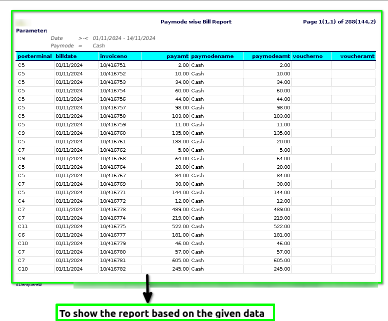 How to view Pay Mode Wise Bill Report in Adempiere Retail TenthPlanet-ADempiere-Report-Pay mode Wise Bill Report-2