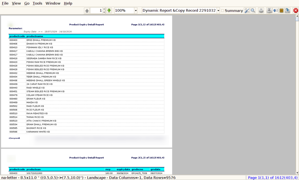 How to view Product Expiry Detail Report in Adempiere Retail TenthPlanet ADempiere Report-Product Expiry Detail Report-2