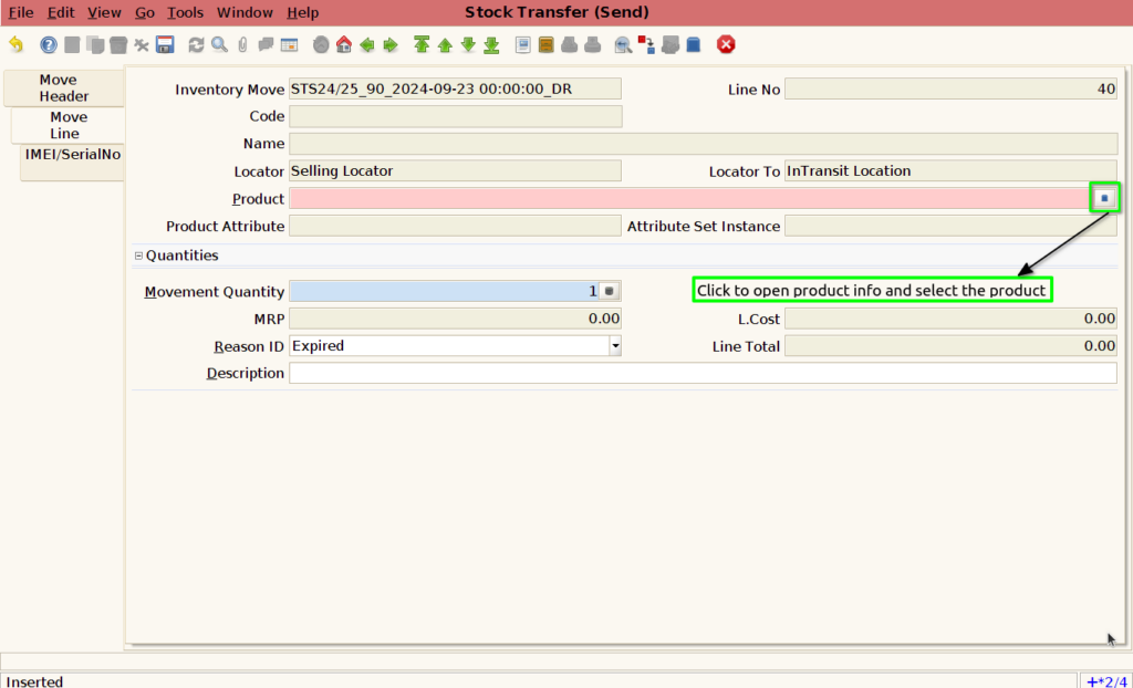 How to create Stock Transfer Send document in ADempiere Retail TenthPlanet ADempiere StockTransferSend 10