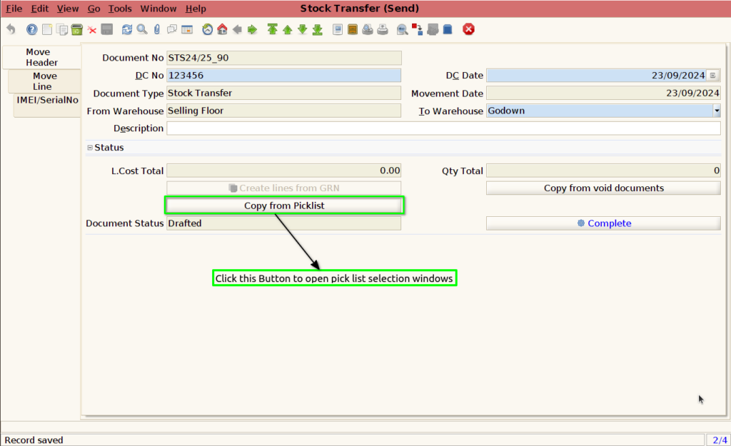 How to create Stock Transfer Send document in ADempiere Retail TenthPlanet ADempiere StockTransferSend 5