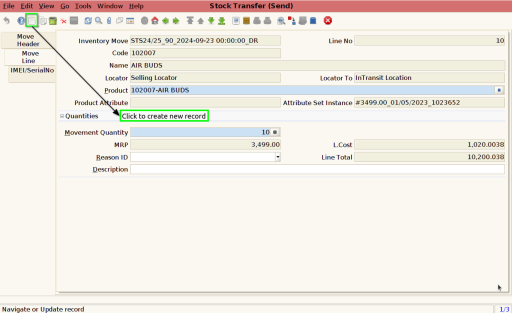 How to create Stock Transfer Send document in ADempiere Retail TenthPlanet ADempiere StockTransferSend 9