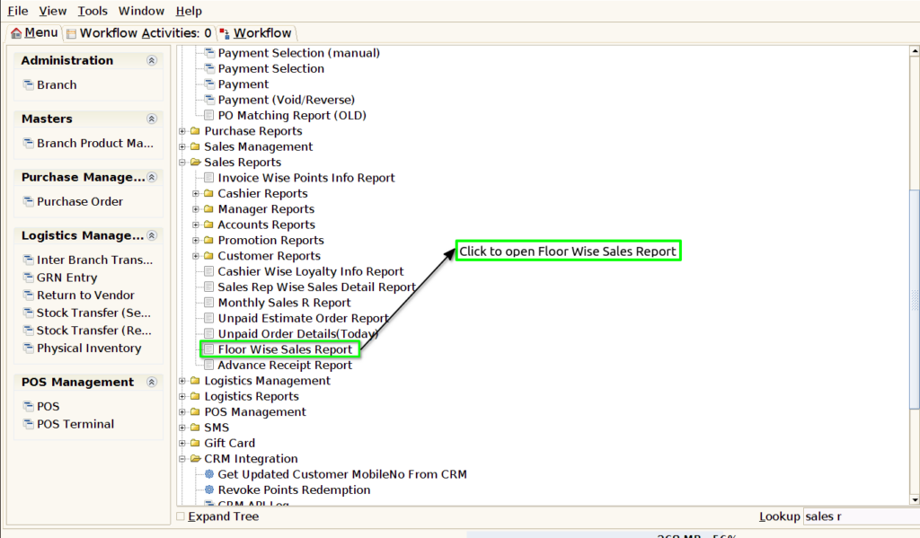 How to view Floor Wise Sales Report in Adempiere Retail Tenthplanet ADempiere Report-Floor Wise Sales Report