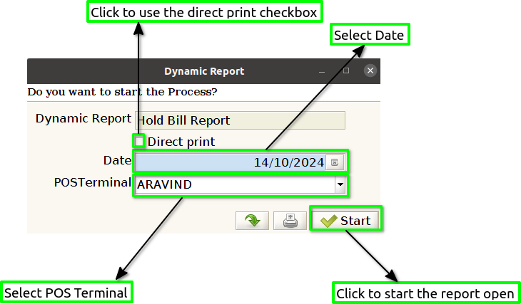How to view Hold Bill Report in Adempiere Retail Tenthplanet ADempiere Report-Hold Bill Report-1