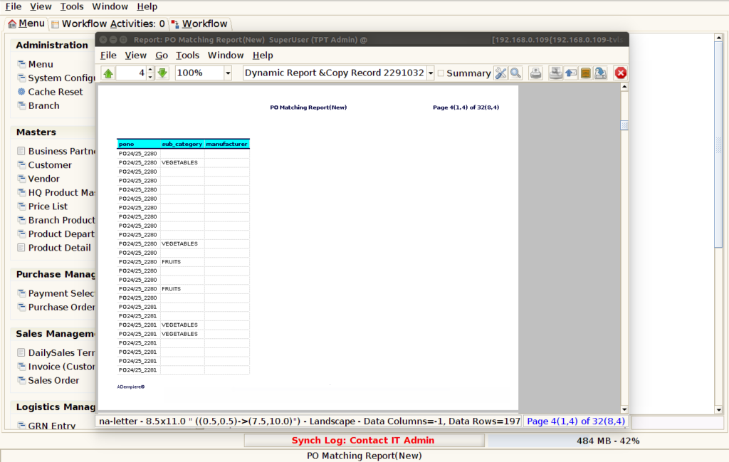How to view PO Matching Report in Adempiere Retail Tenthplanet ADempiere Report PO Matching Report 6 1