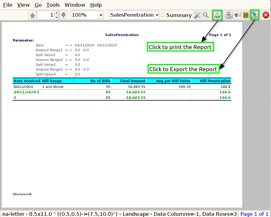 How to view Sales Penetration Report in Adempiere Retail Tenthplanet-ADempiere-Report-Sales Penetration Report-2