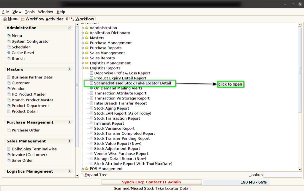 How to view Scanned/Missed Stock Take Locator Detail in Adempiere Retail Tenthplanet ADempiere Report-Scanned&Missed Stock Take Locator Detail