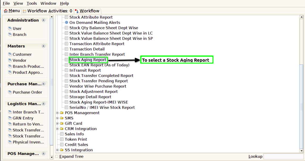 How to view Stock Aging Report in Adempiere Retail Tenthplanet ADempiere Report-Stock Aging Report