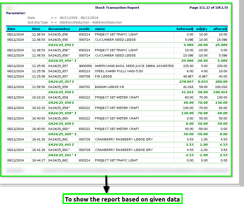 How to view Stock Transaction Report in Adempiere Retail Tenthplanet ADempiere Report-Stock Transaction Report-2