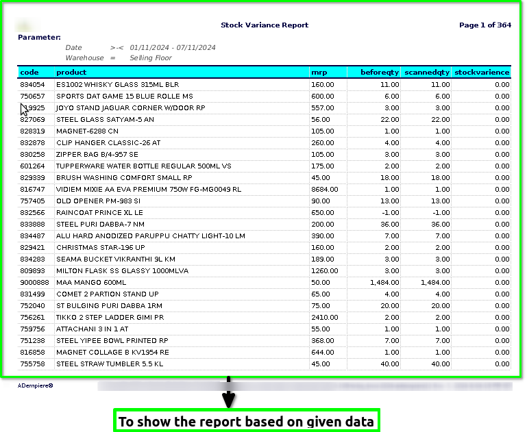 Tenthplanet ADempiere Report-Stock Variance Report-2