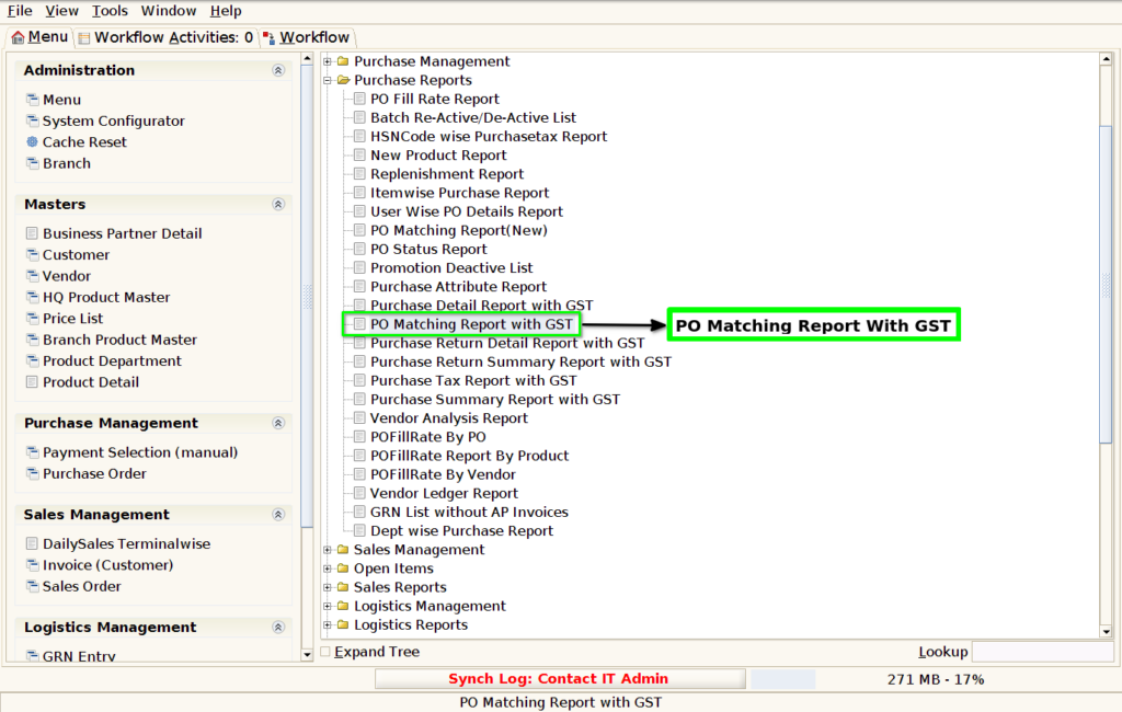 How to view PO Matching Report with GST in Adempiere Retail Tenthplanet Adempiere Report-Purchase Order Matching Report with GST-1