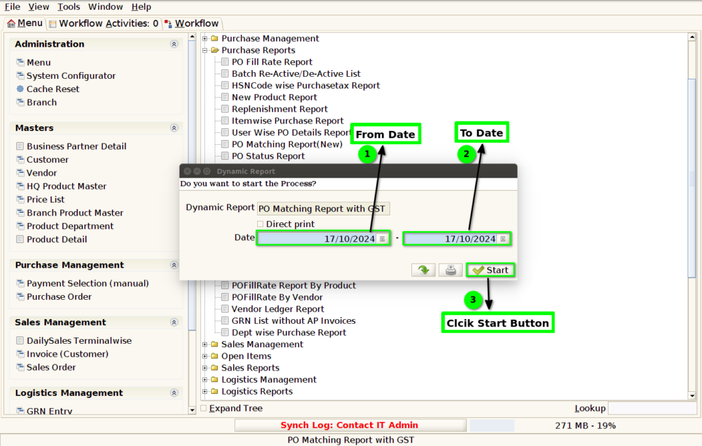 How to view PO Matching Report with GST in Adempiere Retail Tenthplanet Adempiere Report-Purchase Order Matching Report with GST-2