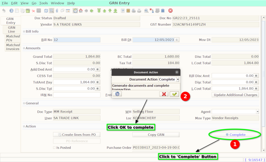 How to Create GRN With PO in ADempiere Retail GRN33