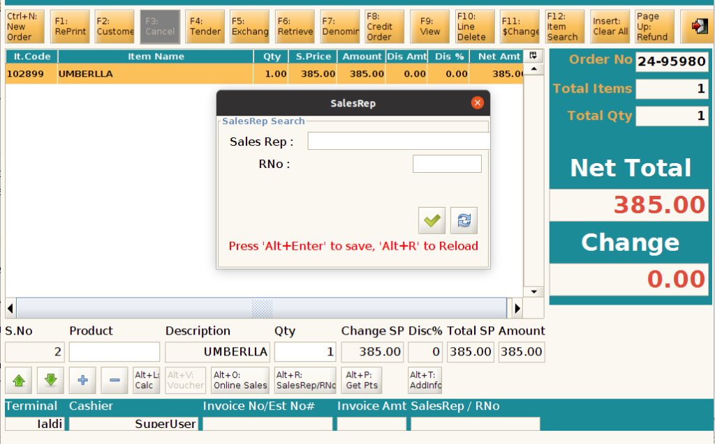 How to capture RNo for a Line Item in ADempiere Retail POS? RNO-2-