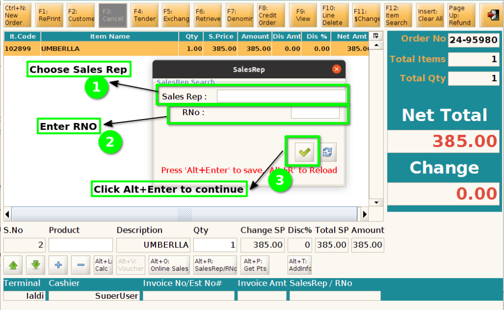 How to capture RNo for a Line Item in ADempiere Retail POS? RNO-3