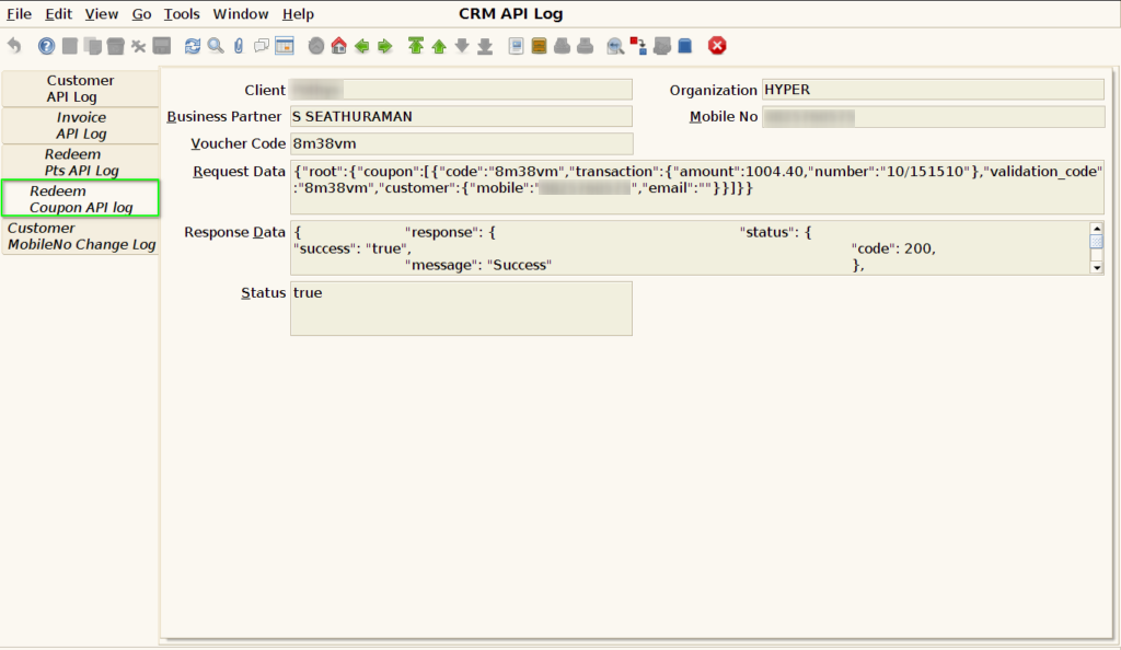 How to capture CRM API log details after synch in Adempiere Retail TenthPlanet-ADempiere-POS-CRMAPILog-10