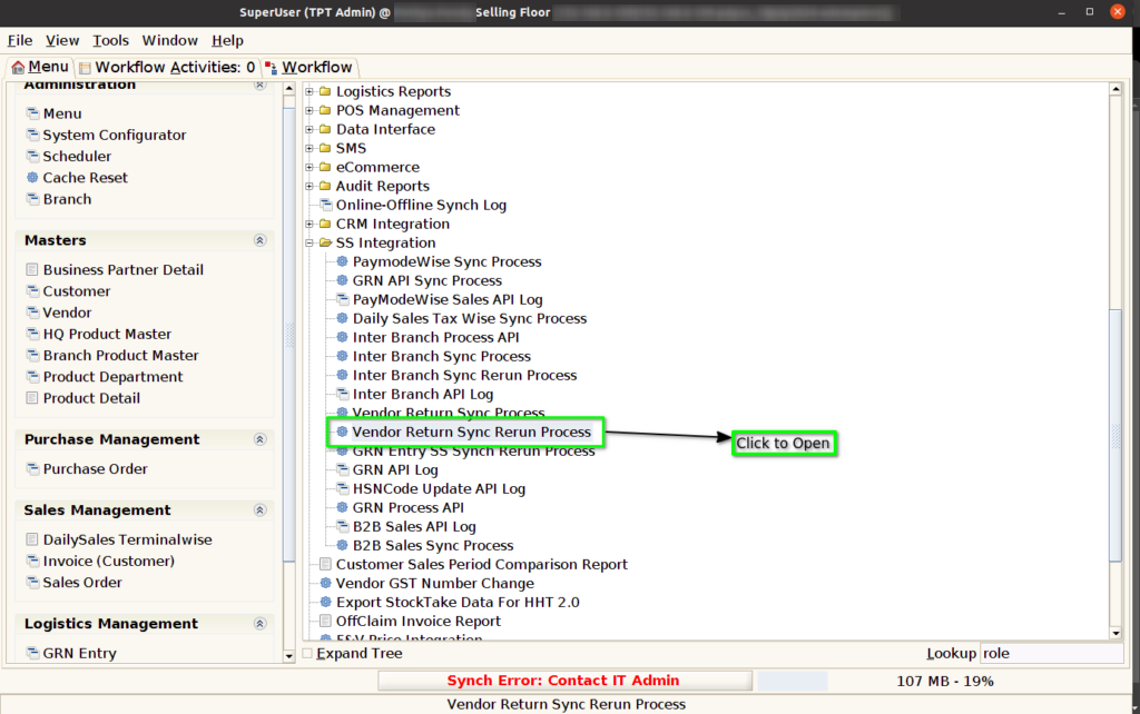 How to execute Vendor Return SAP Synch process in Adempiere Retail TenthPlanet-ADempiere-POS-VendorReturnSyncProcess-1